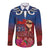 Proud of Samoa Long Sleeve Button Shirt Ula Nifo with Samoa 685 and Hibiscus Tapa Tribal Pattern