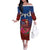 Proud of Samoa Off The Shoulder Long Sleeve Dress Ula Nifo with Samoa 685 and Hibiscus Tapa Tribal Pattern