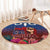 Proud of Samoa Round Carpet Ula Nifo with Samoa 685 and Hibiscus Tapa Tribal Pattern