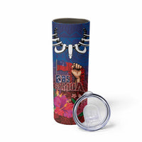 Proud of Samoa 685 Skinny Tumbler Ula Nifo and Hibiscus Tapa Tribal Pattern