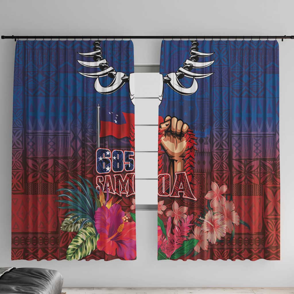 Proud of Samoa Window Curtain Ula Nifo with Samoa 685 and Hibiscus Tapa Tribal Pattern