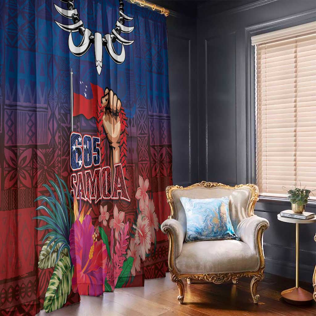 Proud of Samoa Window Curtain Ula Nifo with Samoa 685 and Hibiscus Tapa Tribal Pattern