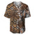 Fiji Masi Tapa Tribal Baseball Jersey Old Hibiscus Vintage Style LT03 Brown - Polynesian Pride