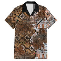 Fiji Masi Tapa Tribal Hawaiian Shirt Old Hibiscus Vintage Style LT03 Brown - Polynesian Pride