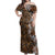 Fiji Masi Tapa Tribal Off Shoulder Maxi Dress Old Hibiscus Vintage Style LT03 Women Brown - Polynesian Pride