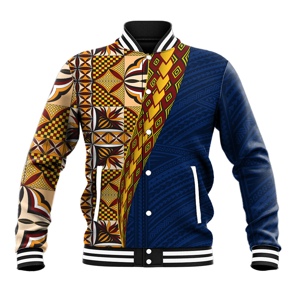Samoan Siapo Baseball Jacket Tatau Pattern Half Style LT03 Unisex Yellow - Polynesian Pride