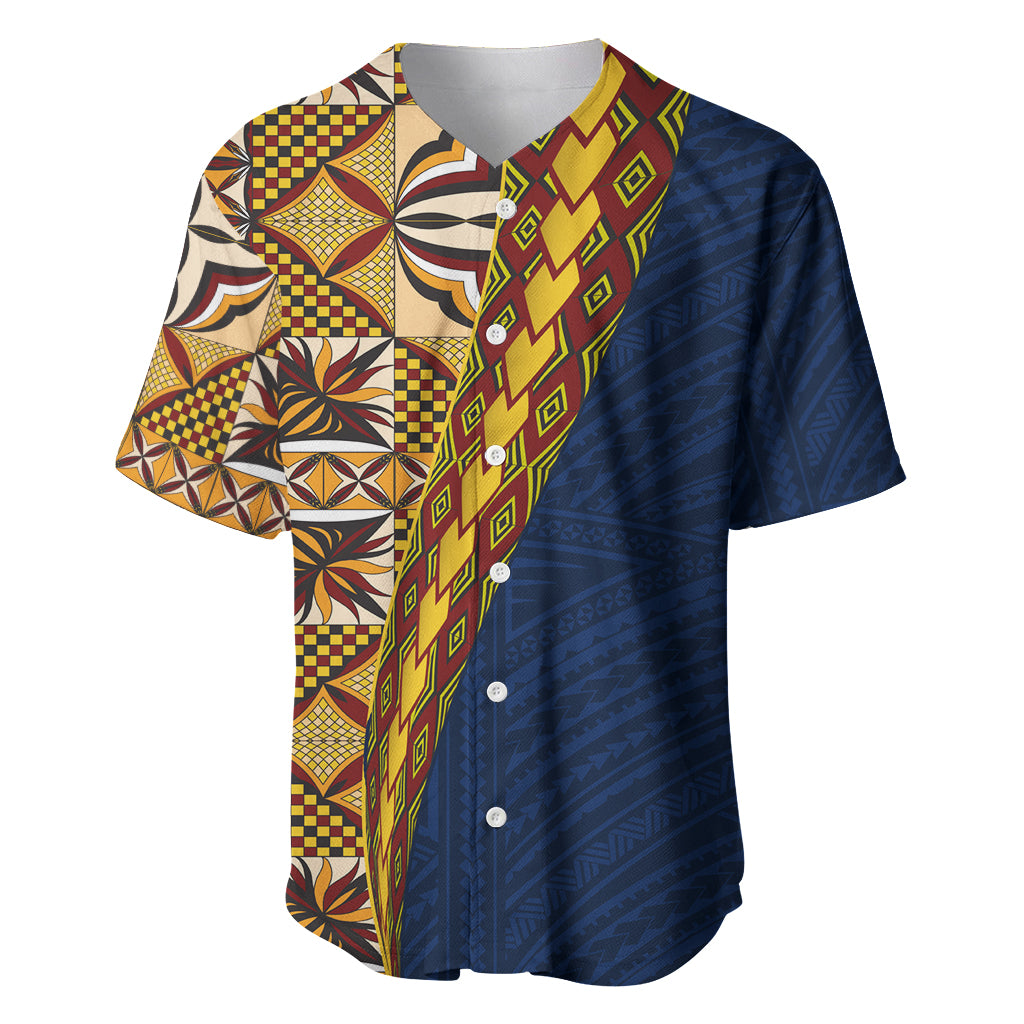 Samoan Siapo Baseball Jersey Tatau Pattern Half Style LT03 Yellow - Polynesian Pride