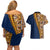 Samoan Siapo Couples Matching Off Shoulder Short Dress and Hawaiian Shirt Tatau Pattern Half Style LT03 - Polynesian Pride