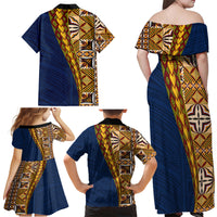 Samoan Siapo Family Matching Off Shoulder Maxi Dress and Hawaiian Shirt Tatau Pattern Half Style LT03 - Polynesian Pride