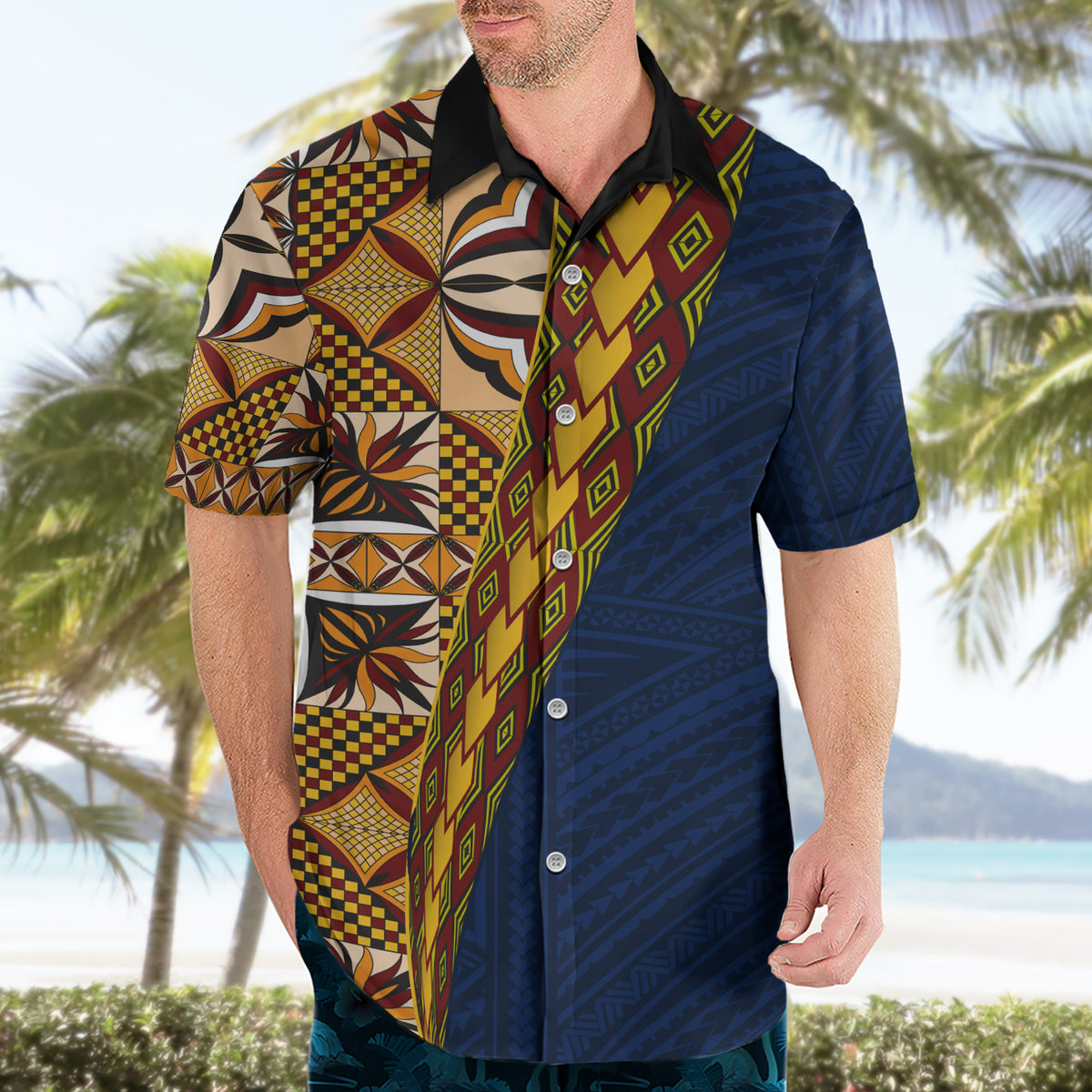 Samoan Siapo Hawaiian Shirt Tatau Pattern Half Style LT03 - Polynesian Pride