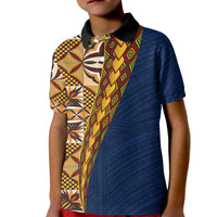 Samoan Siapo Kid Polo Shirt Tatau Pattern Half Style LT03 Kid Yellow - Polynesian Pride