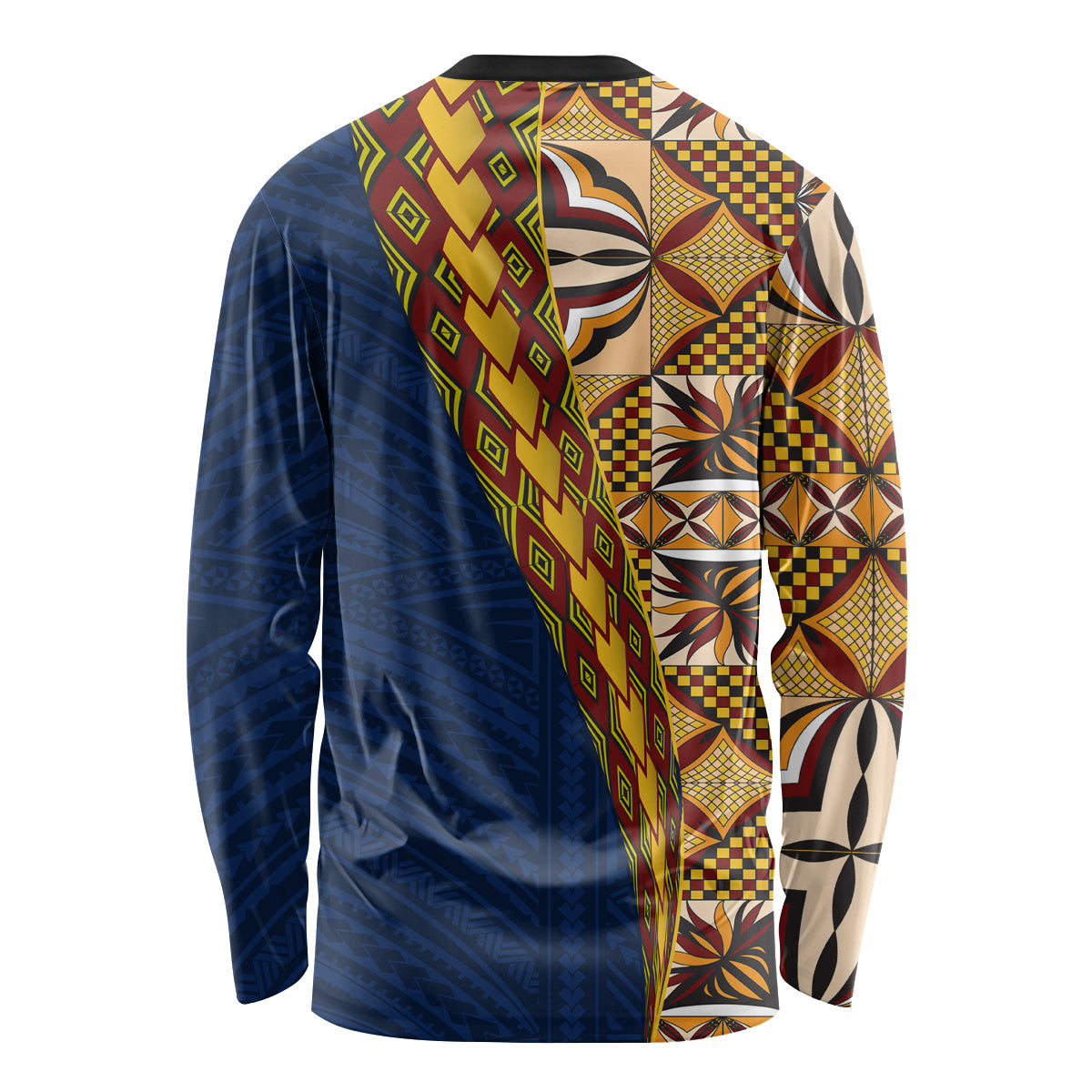 Samoan Siapo Long Sleeve Shirt Tatau Pattern Half Style LT03 - Polynesian Pride