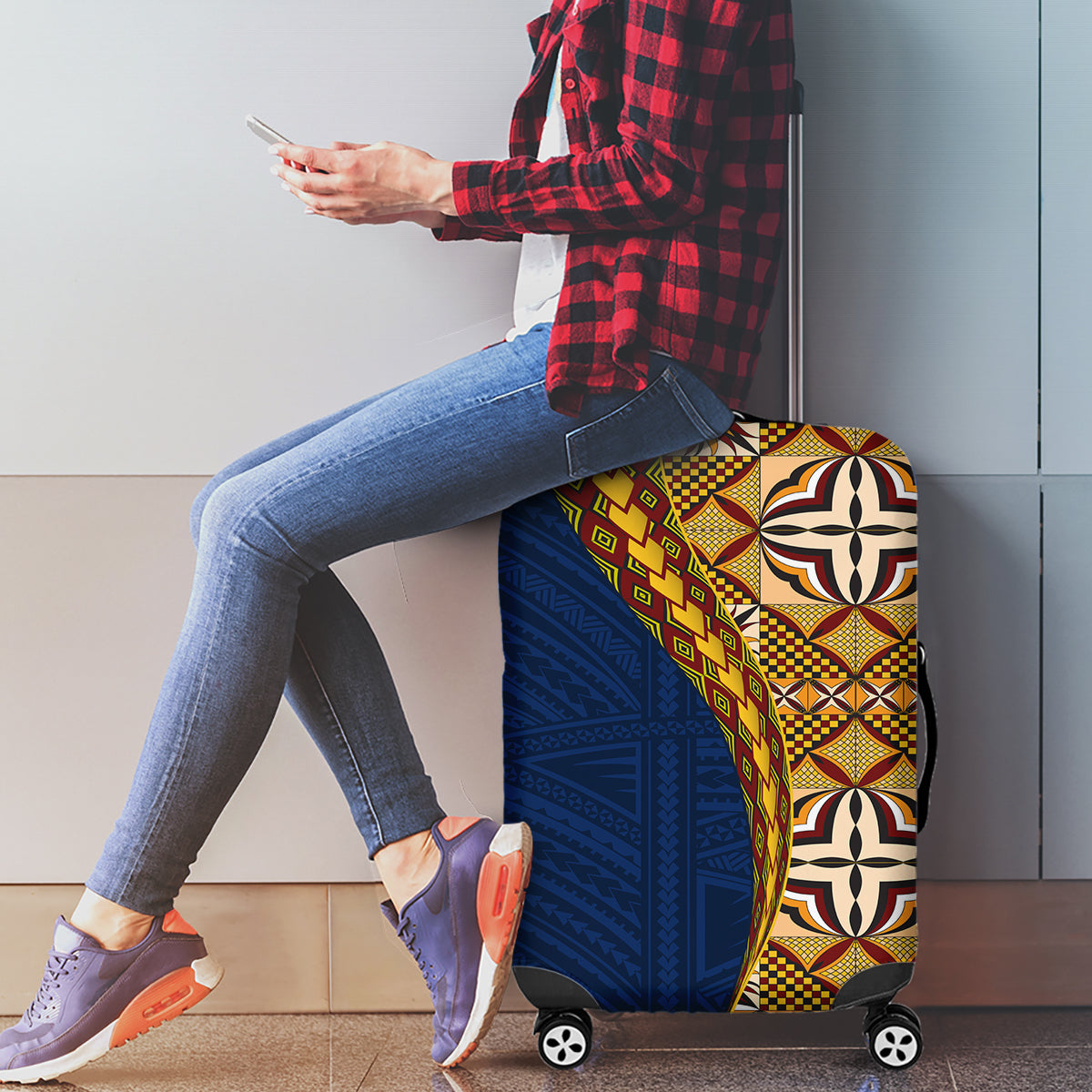 Samoan Siapo Luggage Cover Tatau Pattern Half Style LT03 - Polynesian Pride