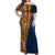 Samoan Siapo Off Shoulder Maxi Dress Tatau Pattern Half Style LT03 Women Yellow - Polynesian Pride