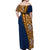 Samoan Siapo Off Shoulder Maxi Dress Tatau Pattern Half Style LT03 - Polynesian Pride