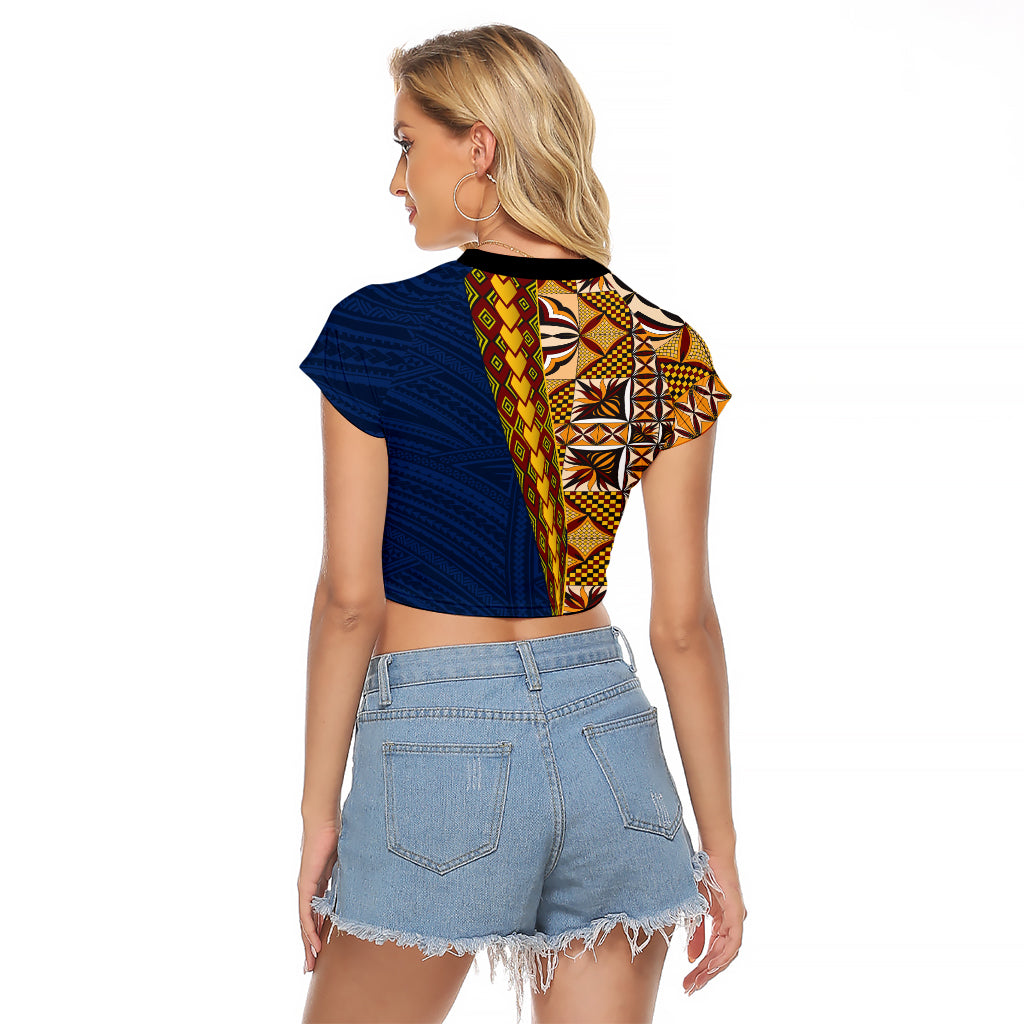 Samoan Siapo Raglan Cropped T Shirt Tatau Pattern Half Style LT03 - Polynesian Pride