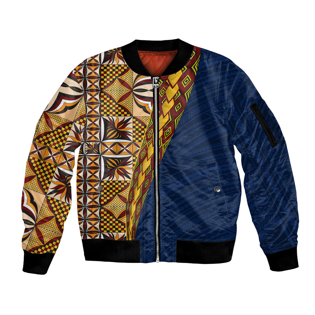 Samoan Siapo Sleeve Zip Bomber Jacket Tatau Pattern Half Style LT03 Unisex Yellow - Polynesian Pride