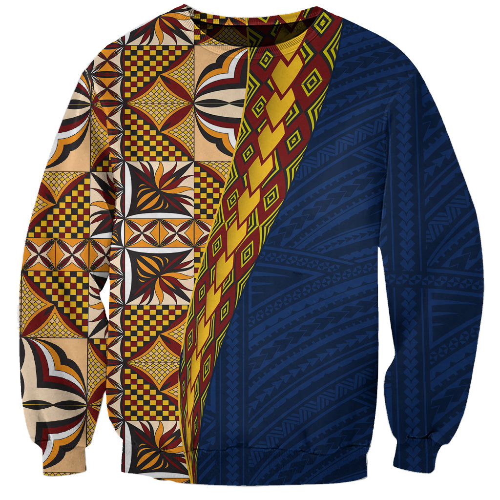 Samoan Siapo Sweatshirt Tatau Pattern Half Style LT03 Unisex Yellow - Polynesian Pride