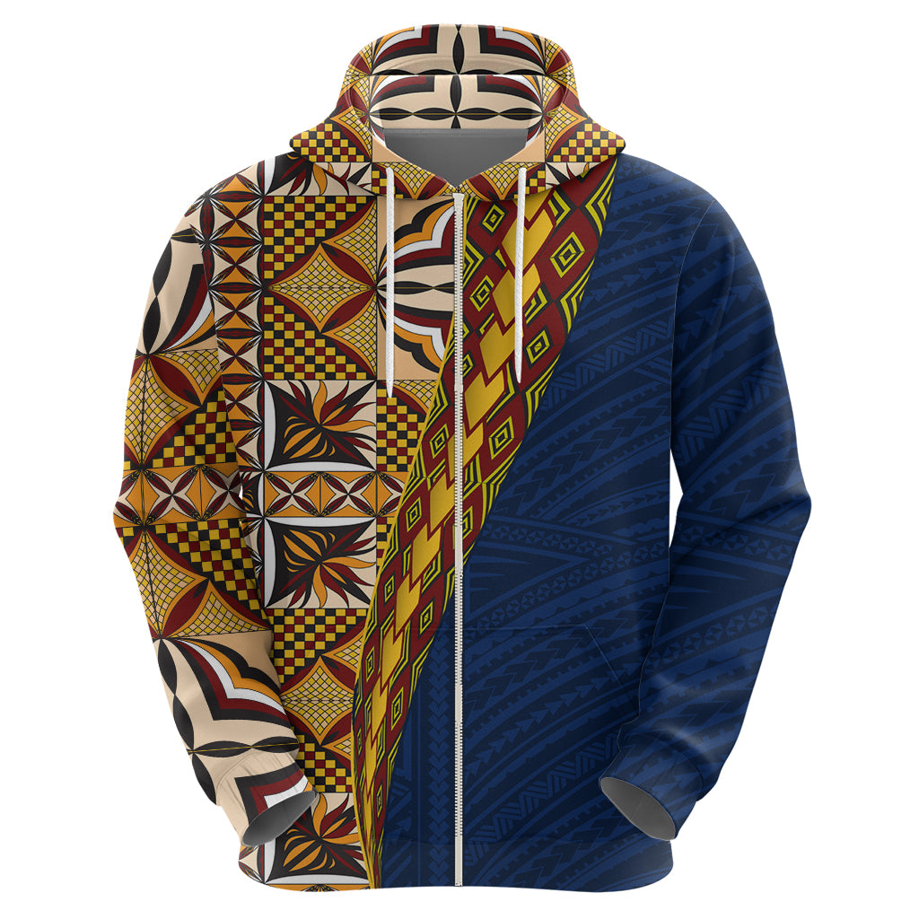 Samoan Siapo Zip Hoodie Tatau Pattern Half Style LT03 - Polynesian Pride