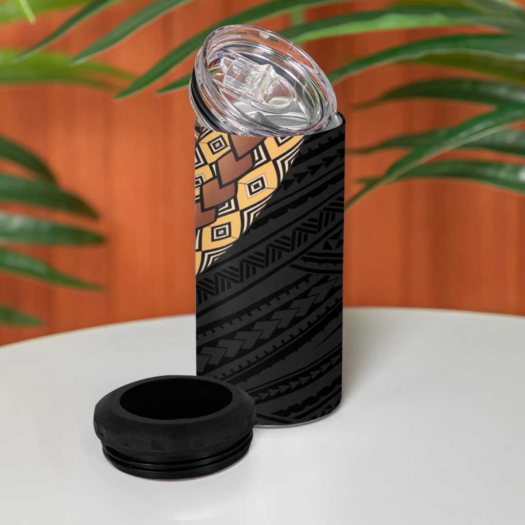 Samoan Siapo 4 in 1 Can Cooler Tumbler Tatau Pattern Half Style Retro Mode