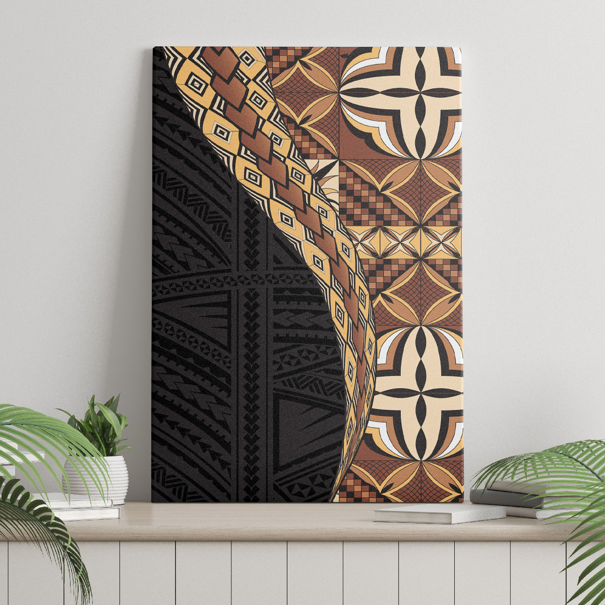 Samoan Siapo Canvas Wall Art Tatau Pattern Half Style Retro Mode LT03 - Polynesian Pride