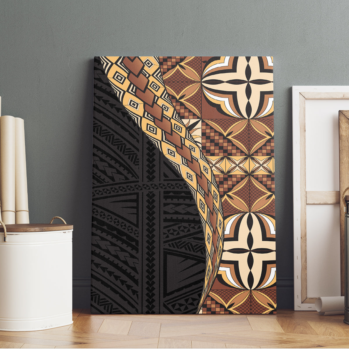 Samoan Siapo Canvas Wall Art Tatau Pattern Half Style Retro Mode LT03 - Polynesian Pride