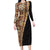 Samoan Siapo Family Matching Long Sleeve Bodycon Dress and Hawaiian Shirt Tatau Pattern Half Style Retro Mode LT03 Mom's Dress Brown - Polynesian Pride