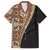 Samoan Siapo Family Matching Off Shoulder Long Sleeve Dress and Hawaiian Shirt Tatau Pattern Half Style Retro Mode LT03 Dad's Shirt - Short Sleeve Brown - Polynesian Pride