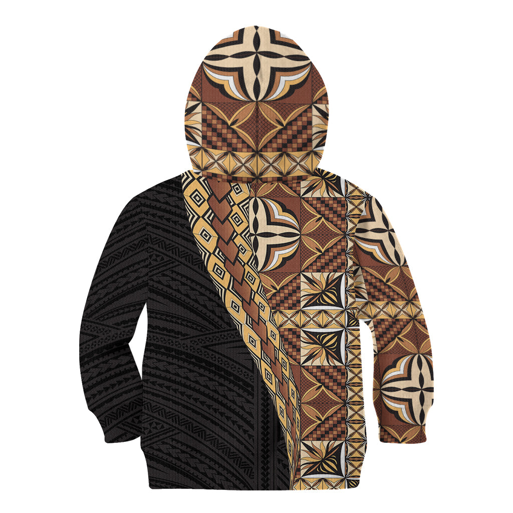 Samoan Siapo Kid Hoodie Tatau Pattern Half Style Retro Mode LT03 - Polynesian Pride