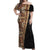 Samoan Siapo Off Shoulder Maxi Dress Tatau Pattern Half Style Retro Mode LT03 Women Brown - Polynesian Pride