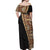 Samoan Siapo Off Shoulder Maxi Dress Tatau Pattern Half Style Retro Mode LT03 - Polynesian Pride