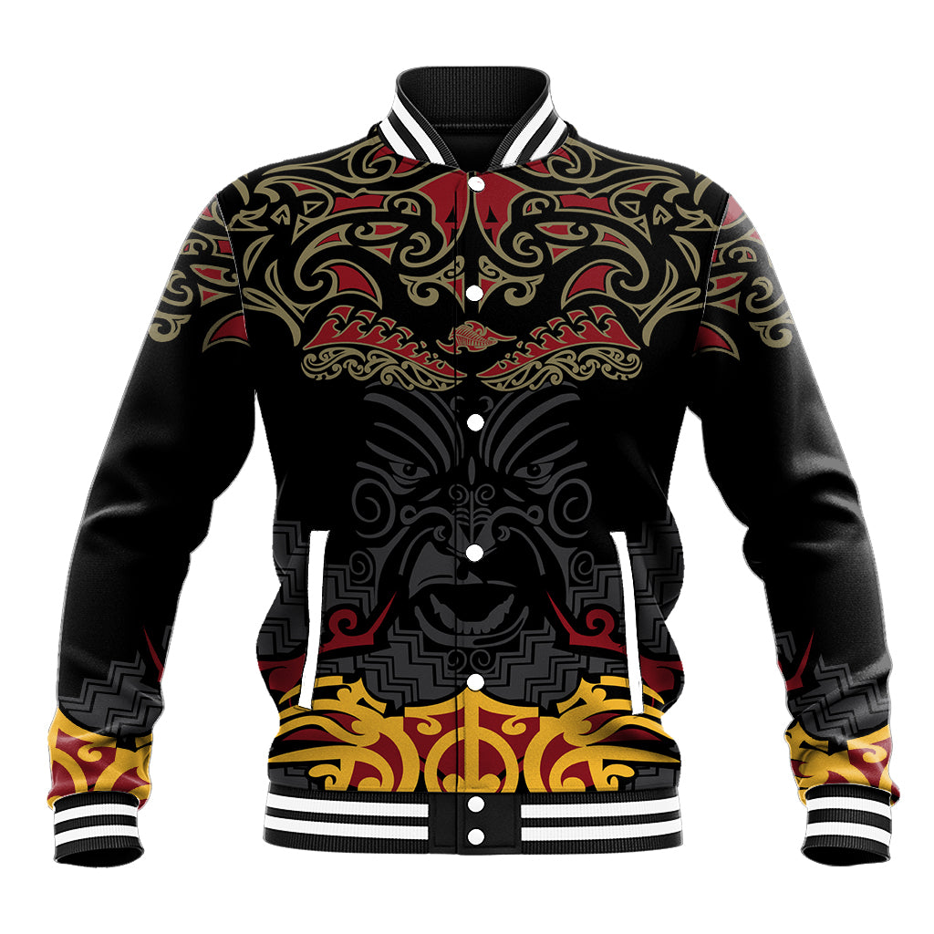 Custom New Zealand Rugby Baseball Jacket Black Fern Maori Tribal Pattern LT03 Unisex Black - Polynesian Pride