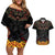 Custom New Zealand Rugby Couples Matching Off Shoulder Short Dress and Hawaiian Shirt Black Fern Maori Tribal Pattern LT03 Black - Polynesian Pride