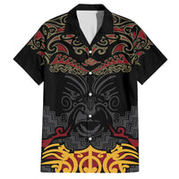 Custom New Zealand Rugby Family Matching Short Sleeve Bodycon Dress and Hawaiian Shirt Black Fern Maori Tribal Pattern LT03 Dad's Shirt - Short Sleeve Black - Polynesian Pride