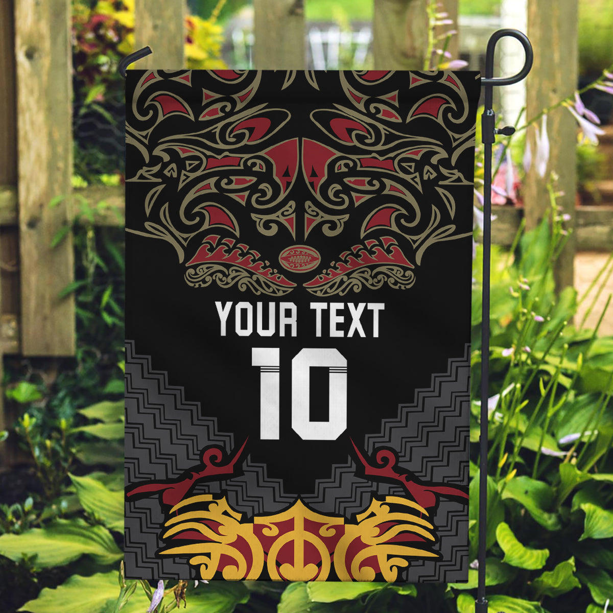 Custom New Zealand Rugby Garden Flag Black Fern Maori Tribal Pattern