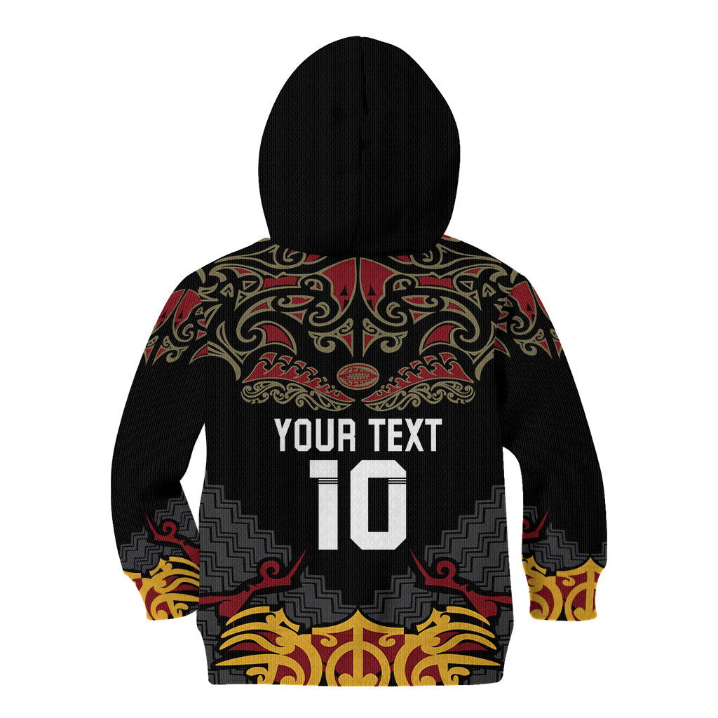 Custom New Zealand Rugby Kid Hoodie Black Fern Maori Tribal Pattern LT03 - Polynesian Pride