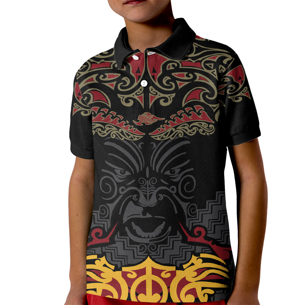 Custom New Zealand Rugby Kid Polo Shirt Black Fern Maori Tribal Pattern LT03 Kid Black - Polynesian Pride