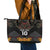 Custom New Zealand Rugby Leather Tote Bag Black Fern Maori Tribal Pattern