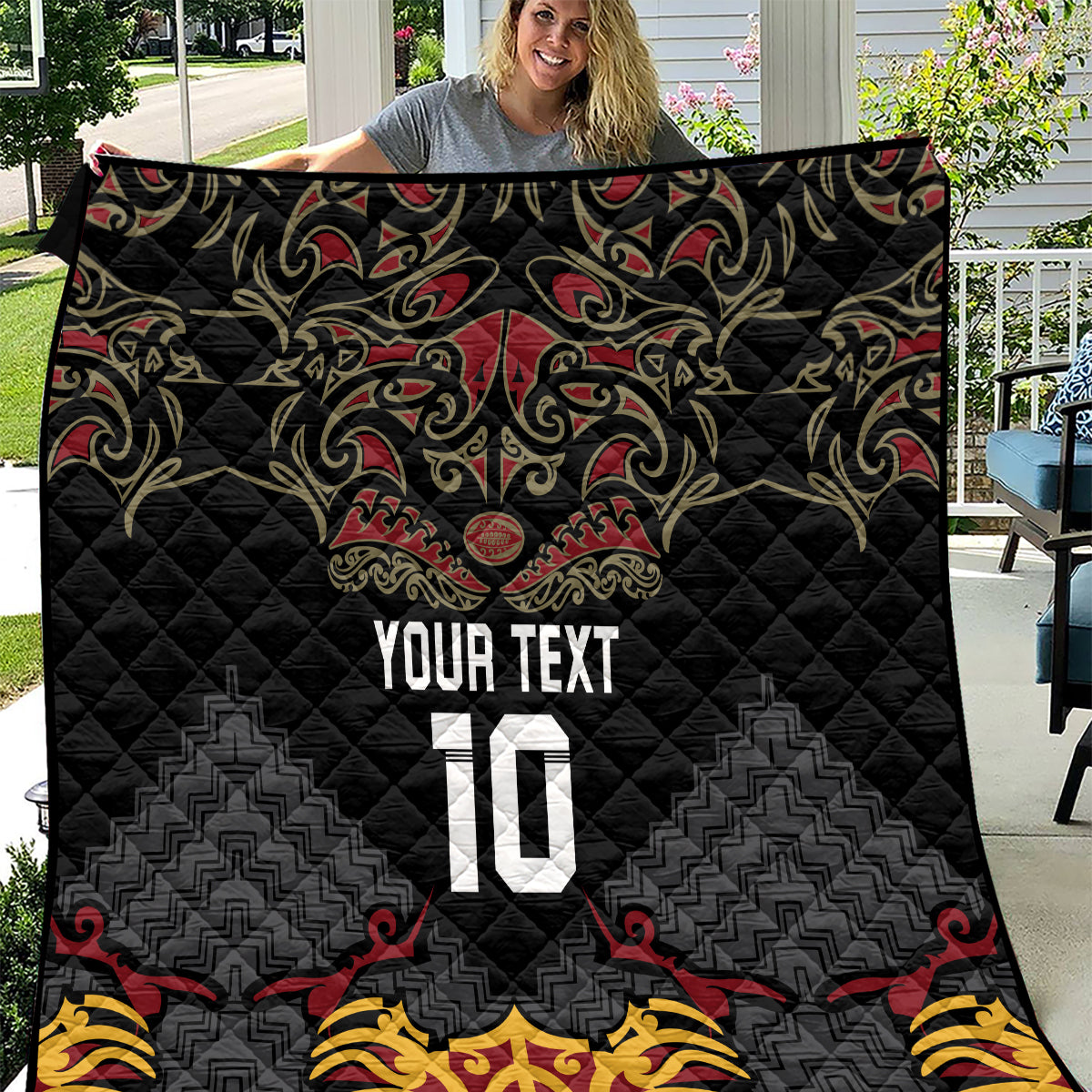 Custom New Zealand Rugby Quilt Black Fern Maori Tribal Pattern