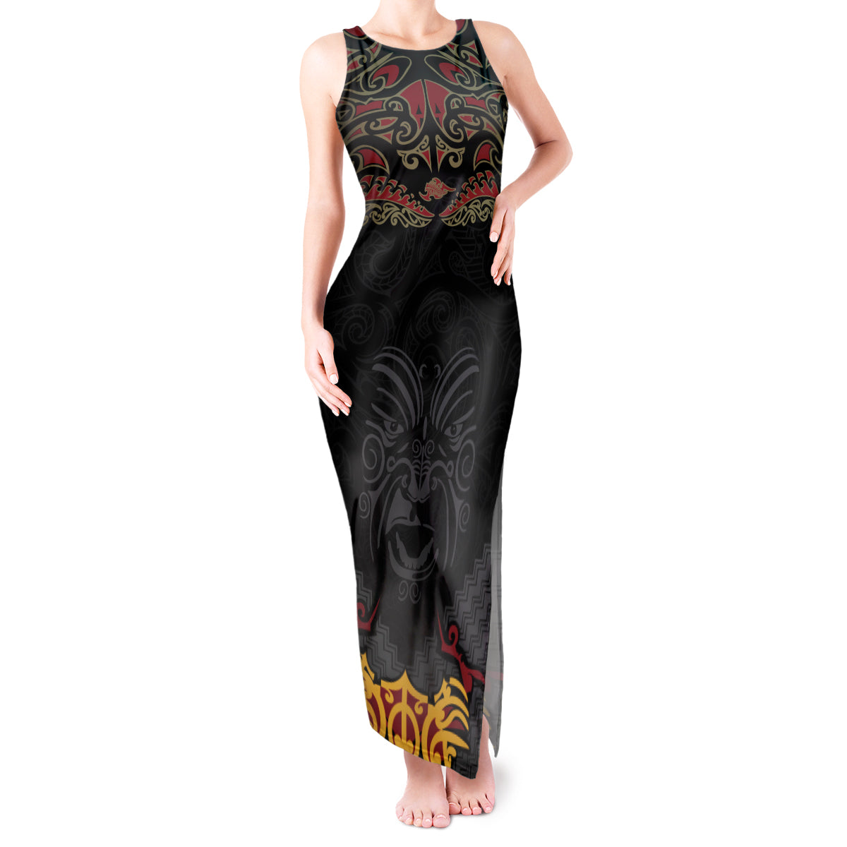 Custom New Zealand Rugby Tank Maxi Dress Black Fern Maori Tribal Pattern LT03 Women Black - Polynesian Pride