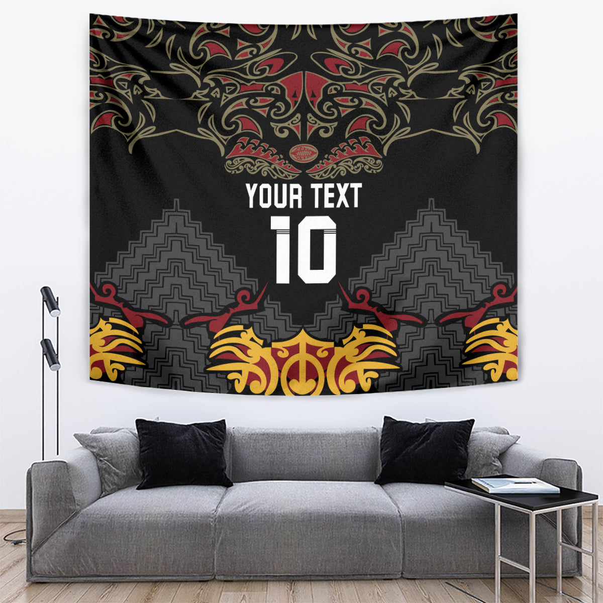 Custom New Zealand Rugby Tapestry Black Fern Maori Tribal Pattern