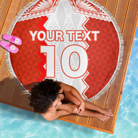 Custom Tonga Rugby Beach Blanket Ikale Tahi Ngatu Tribal Pattern