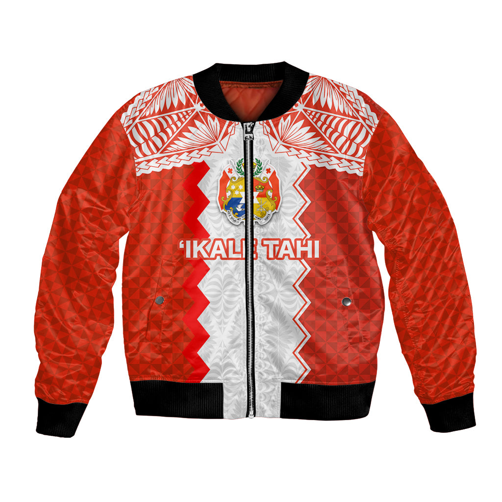 Custom Tonga Rugby Bomber Jacket Ikale Tahi Ngatu Tribal Pattern LT03