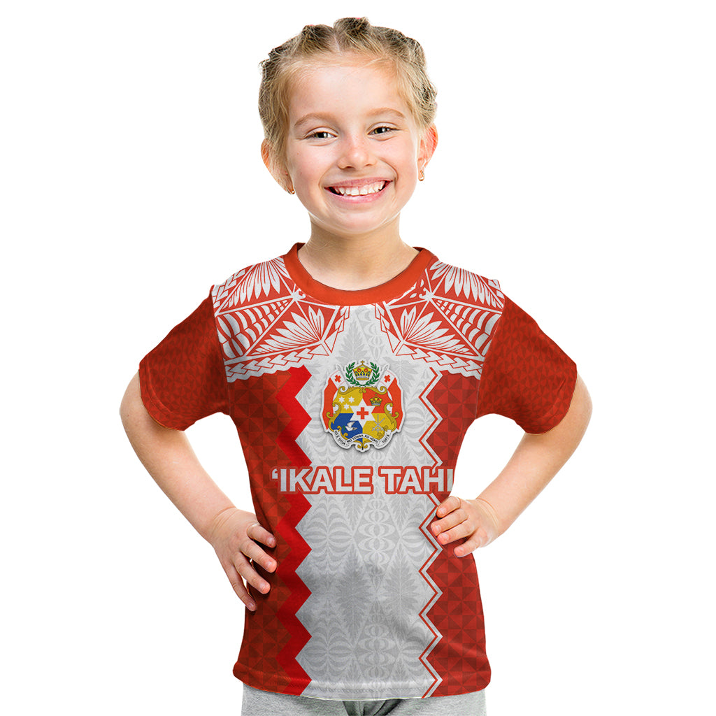 Custom Tonga Rugby Kid T Shirt Ikale Tahi Ngatu Tribal Pattern LT03