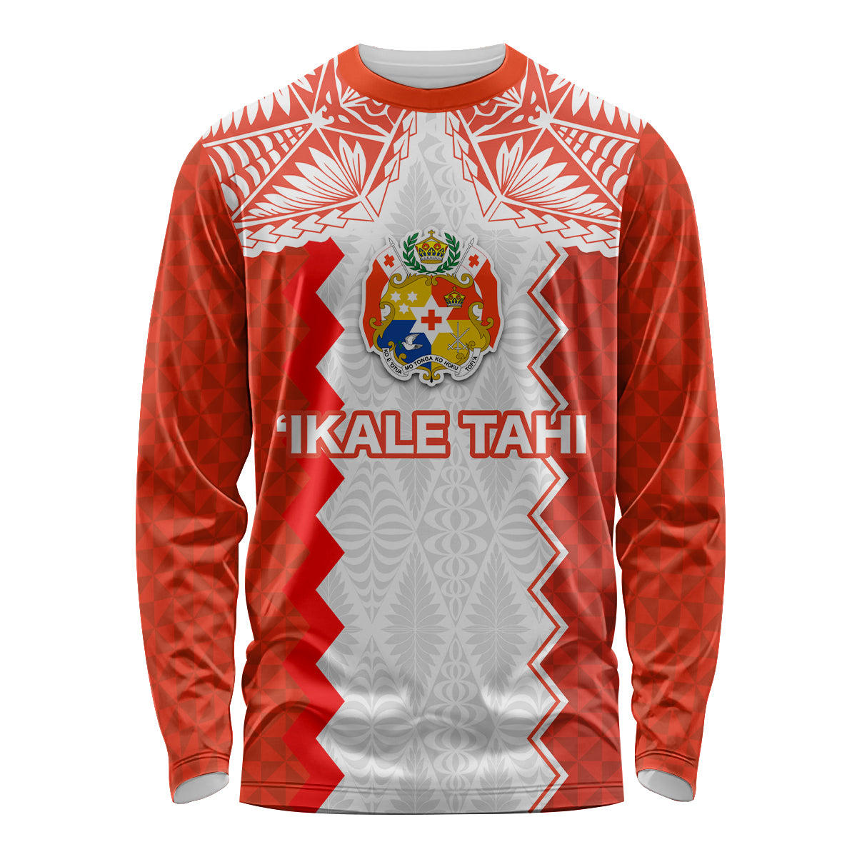 Custom Tonga Rugby Long Sleeve Shirt Ikale Tahi Ngatu Tribal Pattern LT03