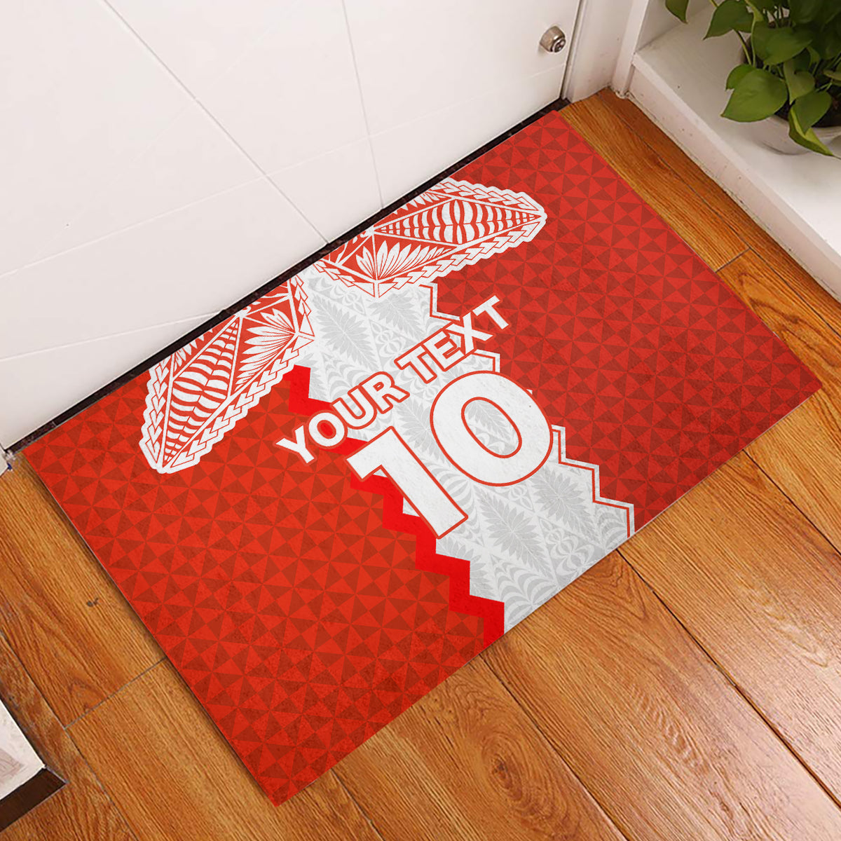 Custom Tonga Rugby Rubber Doormat Ikale Tahi Ngatu Tribal Pattern