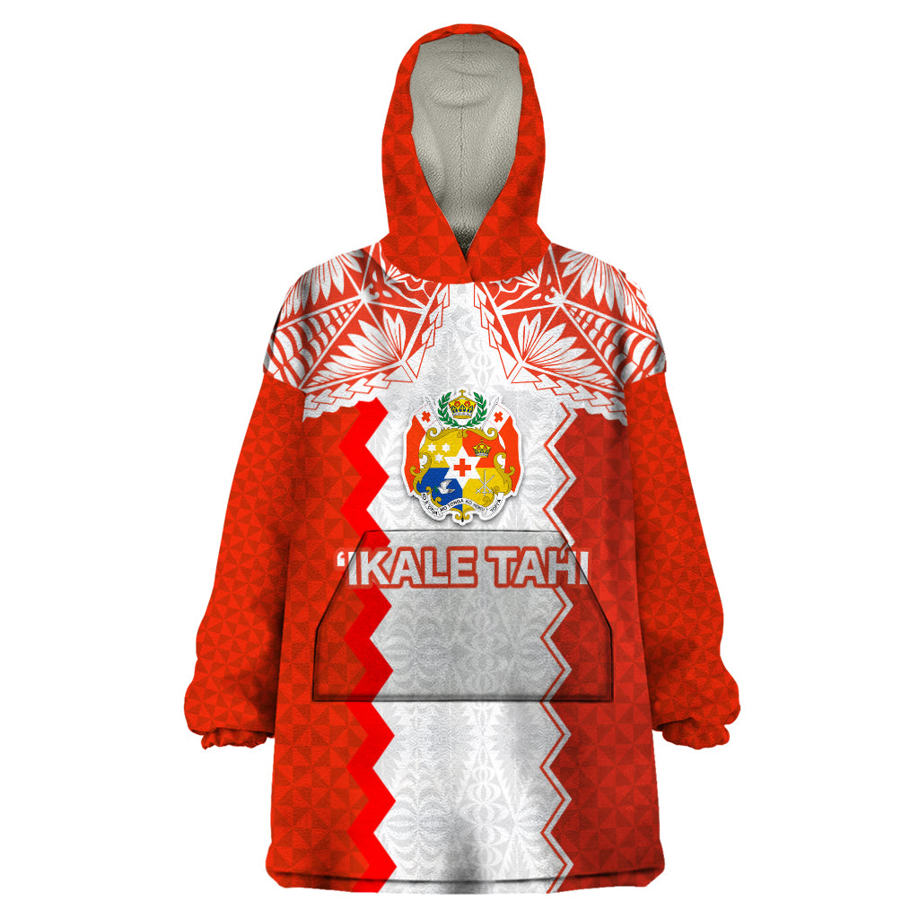 Custom Tonga Rugby Wearable Blanket Hoodie Ikale Tahi Ngatu Tribal Pattern LT03