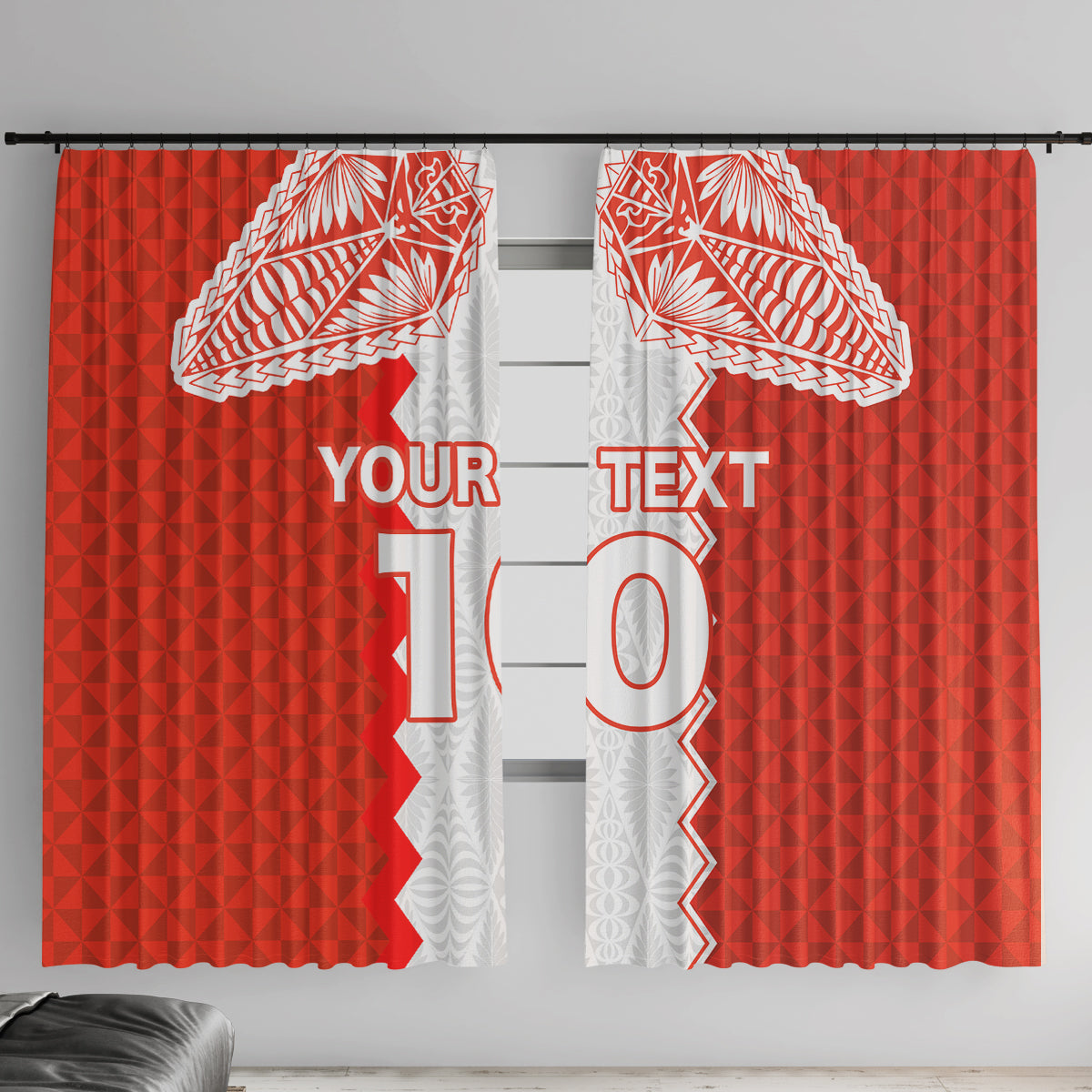 Custom Tonga Rugby Window Curtain Ikale Tahi Ngatu Tribal Pattern