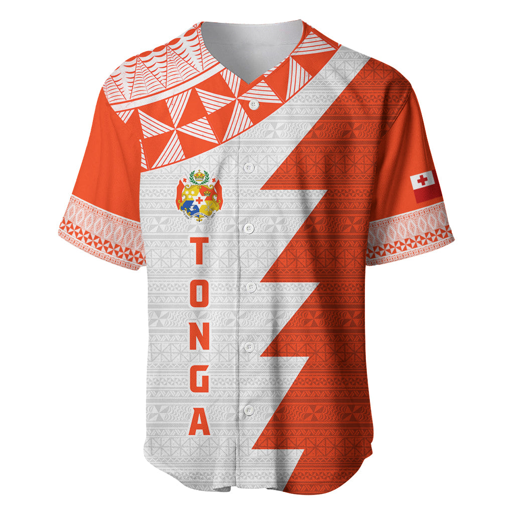 Custom Tonga Rugby Baseball Jersey Ikale Tahi Ngatu Tribal Pattern Half Style LT03