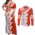 Custom Tonga Rugby Couples Matching Off Shoulder Maxi Dress and Long Sleeve Button Shirt Ikale Tahi Ngatu Tribal Pattern Half Style LT03